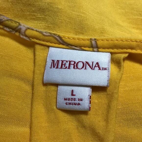 Merona Yellow Floral Scoop Neck Pleated Front Sleeveless Pullover Blouse L - Picture 3 of 6